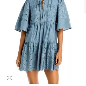 Rebecca Taylor Blue Eyelet Mini Dress